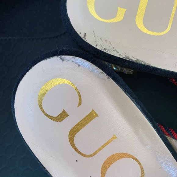 GUCCI Black velvet, web bow, bee/star mule, 40/10. PG - Picture 9 of 9